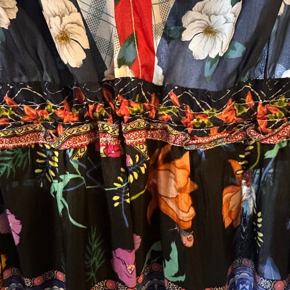 Johnny Was Multicolor Floral Long Sleeve Dress 100% Silk - Picture 6 of 6